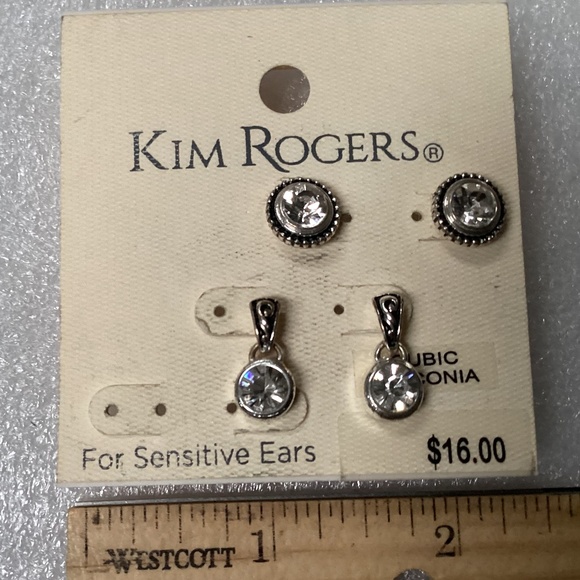 Kim Rogers Cubic Zirconia Earrings For Sensitive Ears New With Tag - Picture 5 of 6